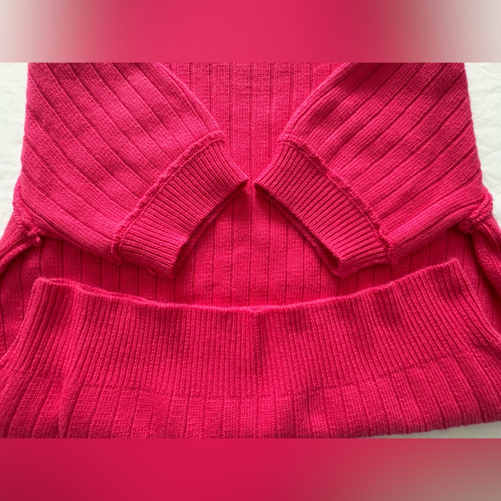 NWT-FRNCH Paris Ribbed Short Sleeve Sweater Top in Pink - Picture 3 of 11